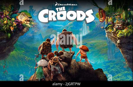 GRAN,THUNK,UGGA,SANDY,GRUG,POSTER, THE CROODS, 2013 Banque D'Images