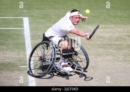 Dans la demi-finale des célibataires en fauteuil roulant de gentlens à Wimbledon 2022 Alfie Hewett (en photo) de Grande-Bretagne a battu Gustavo Fernandez de l'Argentine Banque D'Images