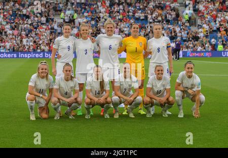 11 juillet 2022 - Angleterre contre Norvège - UEFA Women's Euro 2022 - Groupe A - Brighton & Hove Community Stadium l'équipe d'Angleterre avant le match contre la Norvège. Crédit photo : © Mark pain / Alamy Live News Banque D'Images