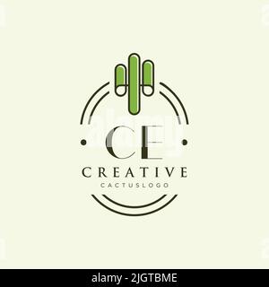 Ce lettre initiale vert cactus logo modèle vecteur Illustration de Vecteur