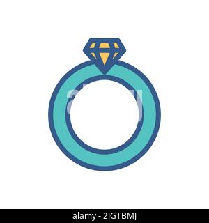 icône bague gem. Icône liée au mariage. Style d'icône de couleur de ligne. Conception simple modifiable Illustration de Vecteur