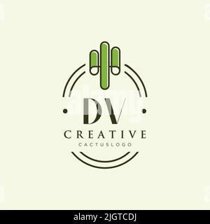 DV lettre initiale vert cactus logo modèle vecteur Illustration de Vecteur