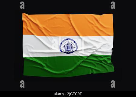 Drapeau indien sur fond ondulé. Drapeau de l'Inde. Jour de l'indépendance de l'Inde, bonne journée nationale. Banque D'Images