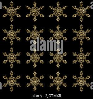 Motif de noël doré brillant sans couture avec motif de manteau de neige scintillant pour les vacances Banque D'Images