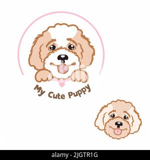 Maltipoo Poodle Puppy logo modèle vectoriel pour vetenisines clinique ou zoo Illustration de Vecteur