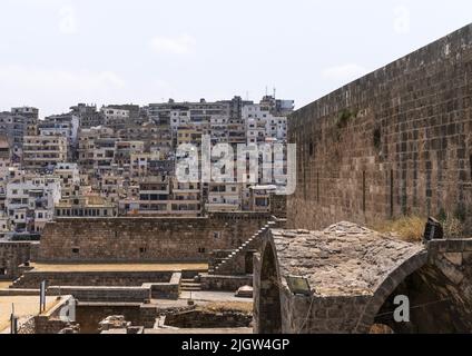 Vue sur la ville depuis la Citadelle de Raymond de Saint Gilles, gouvernorat du Nord, Tripoli, Liban Banque D'Images