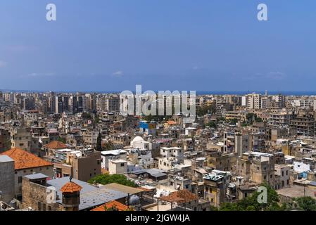 Cityscape vu de la citadelle de Raymond de Saint Gilles, le gouvernorat du Nord, Tripoli, Liban Banque D'Images