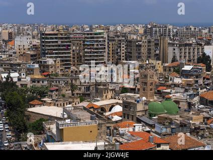 Cityscape vu de la citadelle de Raymond de Saint Gilles, le gouvernorat du Nord, Tripoli, Liban Banque D'Images