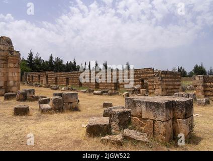 Ruines de l'Umayyad Aanjar dans la vallée de Beeka, gouvernorat de Beqaa, Anjar, Liban Banque D'Images
