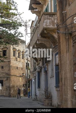 Anciennes maisons libanaises traditionnelles à El Mina, dans le gouvernorat du Nord, à Tripoli, au Liban Banque D'Images