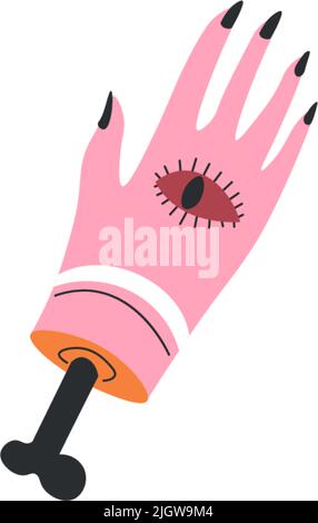 Main de femme avec signe d'oeil, mystère et sorcellerie Illustration de Vecteur