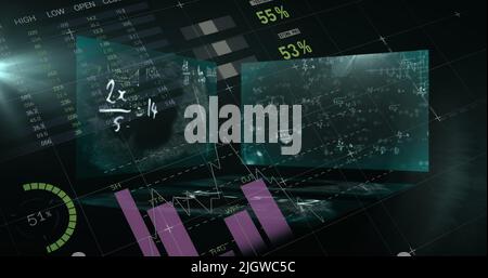 Image des statistiques et du traitement des données avec des équations mathématiques à l'écran Banque D'Images
