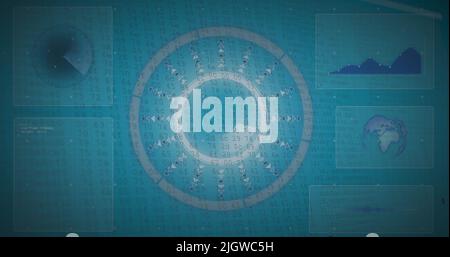 Image du traitement des données sur les écrans et de l'acquisition de l'oscilloscope Banque D'Images