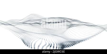 Réseau neuronal et noyaux d'information. Vague numérique futuriste, fond de flux de données futuriste. Flux de données Vortex. Illustration du cyber-entonnoir 3D Banque D'Images