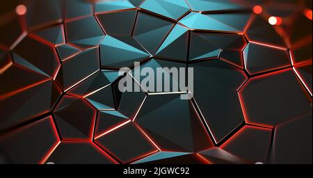 Cassures et fissures sur la surface. Structure de connexion. Fond scientifique, futuriste, triangulaire, polygonal. Papier peint 3D illustration Business Banque D'Images