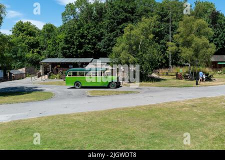 Les bus d'époque Southdons sont exposés au musée Amberley Steam and Heritage Museum, dans le Sussex Banque D'Images