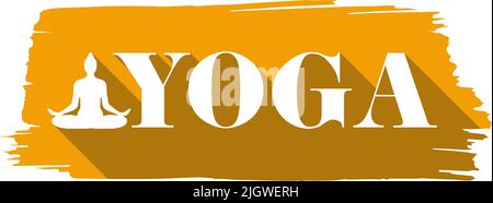 signe de yoga avec silhouette de la femme en position lotus, illustration vectorielle du symbole de méditation Illustration de Vecteur