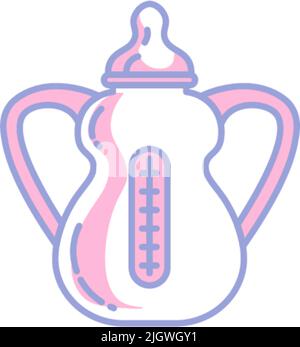 Biberon avec poignées pour enfant, lait pour bébé dans un récipient Illustration de Vecteur