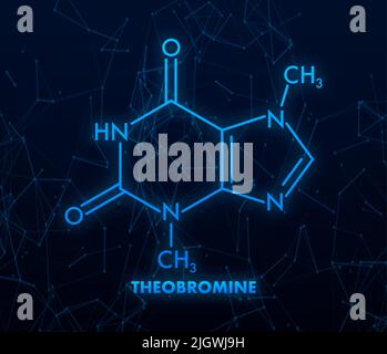 Formule chimique de la théobromine. Structure moléculaire chimique de la théobromine Illustration de Vecteur