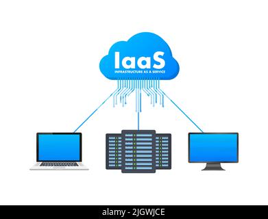 IaaS - Infrastructure en tant que service. Technologie Cloud. Icône de stockage Cloud. Illustration vectorielle. Illustration de Vecteur