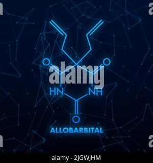 Formule chimique Allobarbital. Illustration de conception médicale. Structure moléculaire Illustration de Vecteur