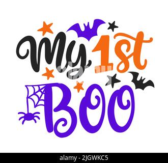 Mon premier Boo. Citation d'Halloween isolée sur blanc Illustration de Vecteur