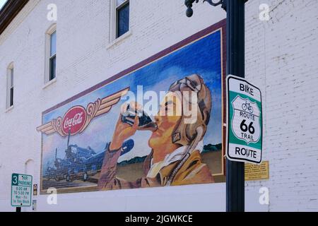 Peinture murale Coca Cola dans le centre-ville historique de Pontiac, Illinois, États-Unis d'Amérique Banque D'Images