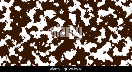 Cuir de vache brun avec taches blanches comme motif sans couture. Arrière-plan vectoriel tacheté. Imprimé animal. Texture de la peau du cheval Panda, dalmatian ou appaloosa. Illustration de Vecteur