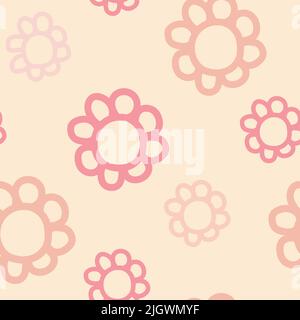 Motif sans couture rose des fleurs à la main pour les enfants Illustration de Vecteur