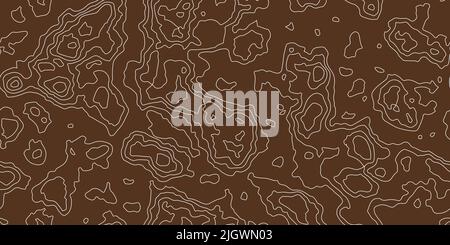 Carte topographique modèle sans couture de relief de la Terre. Arrière-plan marron de contour de topographie abstraite. Répéter la texture géométrique des lignes d'isodose du sol ou du sous-sol Illustration de Vecteur
