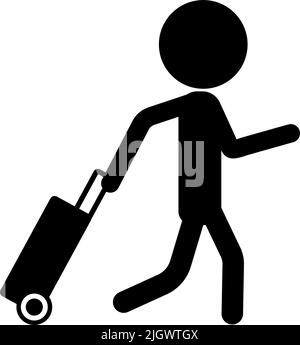 Pictogramme d'une personne portant une valise. Transport de bagages. Vecteur modifiable. Illustration de Vecteur