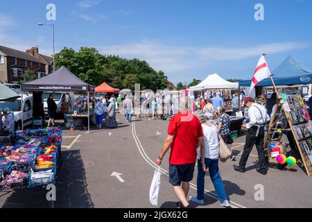 Vue sur le marché hebdomadaire local de Sheringham North Norfolk Banque D'Images