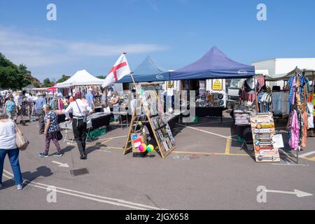 Vue sur le marché hebdomadaire local de Sheringham North Norfolk Banque D'Images