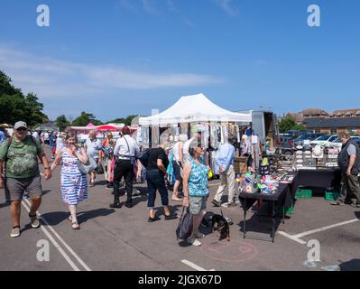 Vue sur le marché hebdomadaire local de Sheringham North Norfolk Banque D'Images