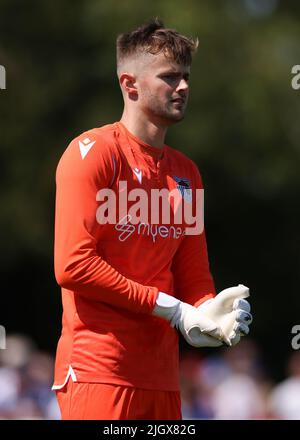 Grimsby, Angleterre, 9th juillet 2022. Ollie Battersby de la ville de Grimsby pendant le match de pré-saison au Linden Club, Grimsby. Le crédit photo devrait se lire: Jonathan Moscrop / Sportimage Banque D'Images