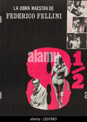 8½ film Poster 1963 , film surréaliste comédie-drame réalisé par Federico Fellini.titre du film - Otto e mezzo (huit et demi) Banque D'Images