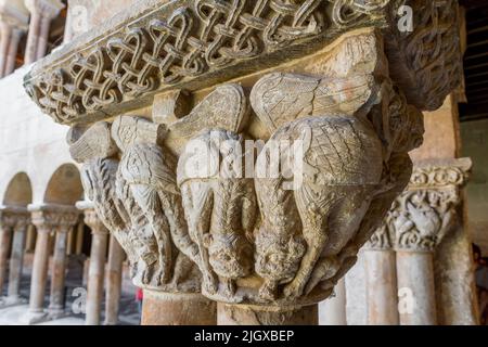 Cloître romane à l'abbaye de Saint-Domingue de Silos, Castille et Leon, Espagne Banque D'Images