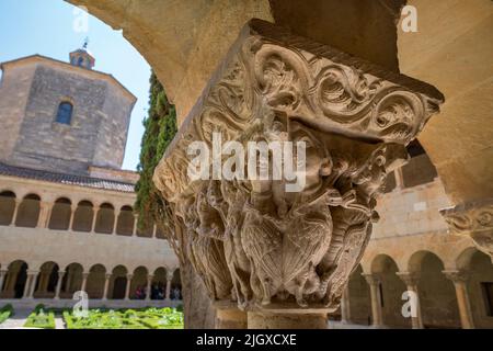 Cloître romane à l'abbaye de Saint-Domingue de Silos, Castille et Leon, Espagne Banque D'Images