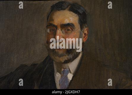 Benigno de la Vega-Inclán y Flaquer, 2nd Marquis de la Vega-Inclán (1858-1942). Patron espagnol, fondateur du musée El Greco. Portrait du marquis de la Vega-Inclán, par Joaquín Sorolla y Bastida (1863-1923), 1910. Huile sur toile. Détails. Musée El Greco. Tolède, Espagne. Banque D'Images