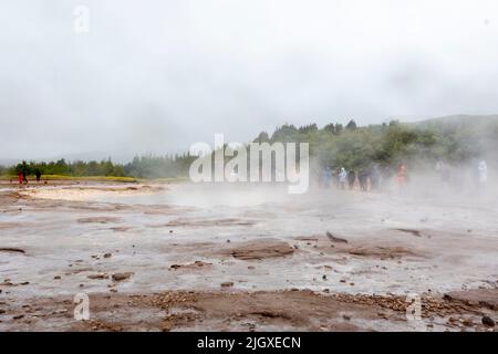 Vue générale d'un geyser à Haukadalur, Islande. Photo prise le 7th juillet 2022. © Belinda Jiao jiao.bilin@gmail.com 07598931257 https://www.belind Banque D'Images