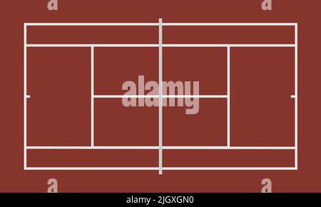 Vue de dessus du court de tennis rouge foncé, arrière-plan sportif - illustration vectorielle Illustration de Vecteur
