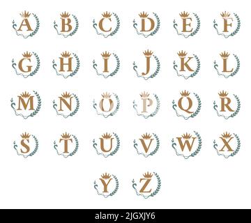 Lettres royales avec couronne, couronne et serpent, monogramme de nom. Design élégant avec initiales de marque Illustration de Vecteur