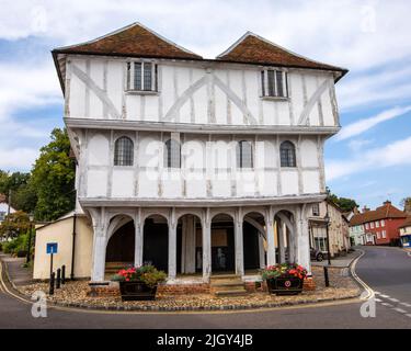 Essex, Royaume-Uni - 6 septembre 2021 : une vue sur l'historique Guildhall de Thaxted, dans la ville pittoresque de Thaxted, dans l'Essex, Royaume-Uni. Banque D'Images