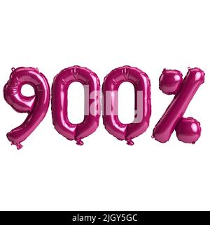 3d illustration de ballons 900 pour cent rose foncé isolés sur fond Banque D'Images