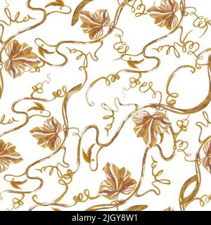 Élégant motif floral doré façon aquarelle de conte de fées. Texture aquarelle pour le tissu, le textile et le papier peint. Parfait pour les vacances Banque D'Images