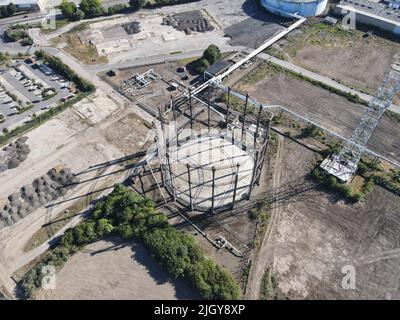 Structure de gasometer historique à Hull, Royaume-Uni Banque D'Images