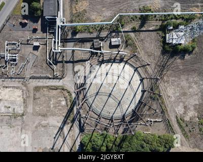 Structure de gasometer historique à Hull, Royaume-Uni Banque D'Images