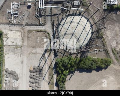 Structure de gasometer historique à Hull, Royaume-Uni Banque D'Images