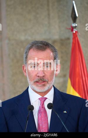 Madrid. Espagne. 20220713, le roi Felipe VI d'Espagne assiste à la remise des Prix nationaux de la Culture 2020 au Musée du Prado sur 13 juillet 2022 à Madrid, Espagne Banque D'Images