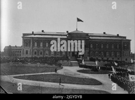 Repro -Photography - inauguration de la New University House, Uppsala, mai 1887. Vues en miniature. Reproductions pour les photographies du cabinet d'Osti. Banque D'Images